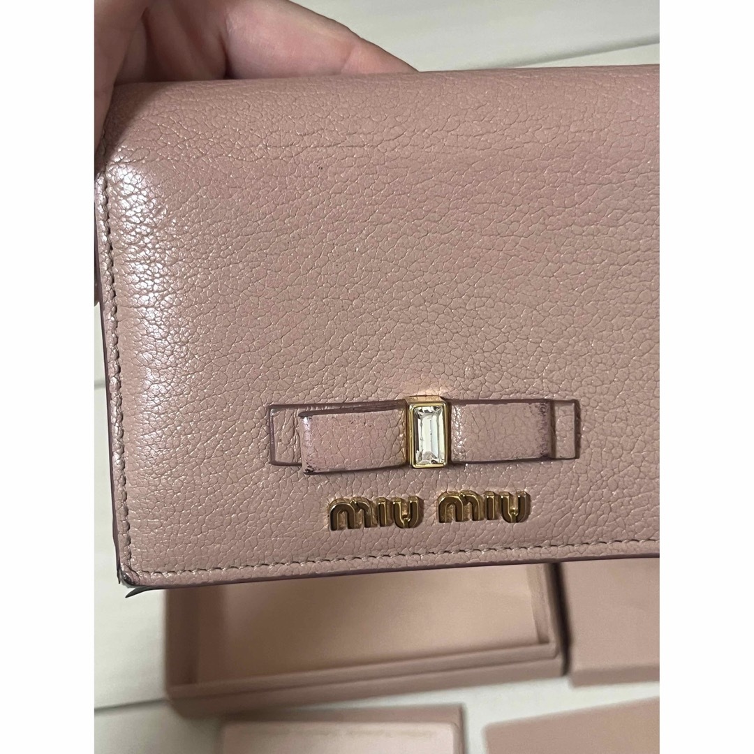 miumiu(ミュウミュウ)のマドラス リボン ミニ財布 二つ折り財布 ピンク レディースのファッション小物(財布)の商品写真