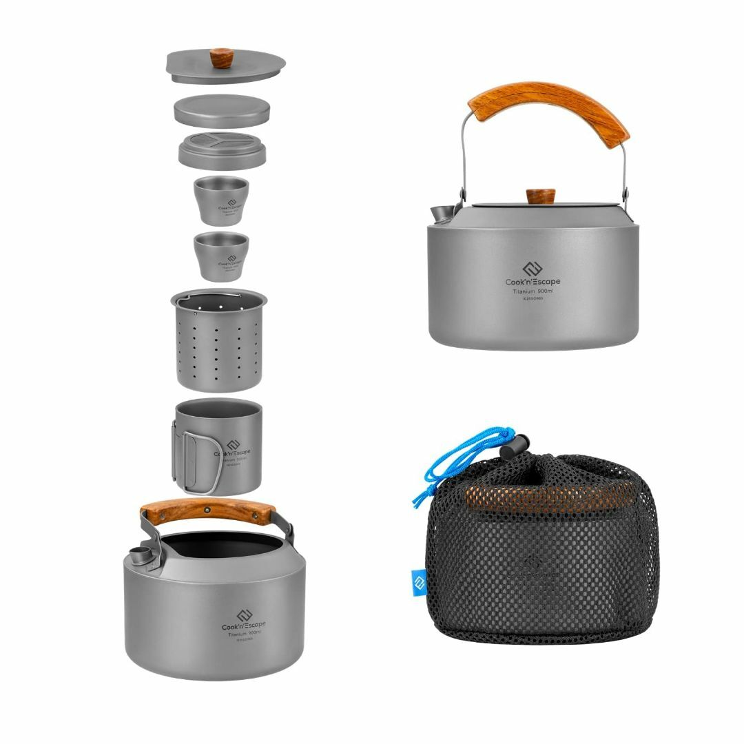 色:ケトル付き・8点セット】COOK'N'ESCAPE チタン ケトル ティー 色:ケトル付き・8点セット】COOK'N'ESCAPE チタン ケトル ティー