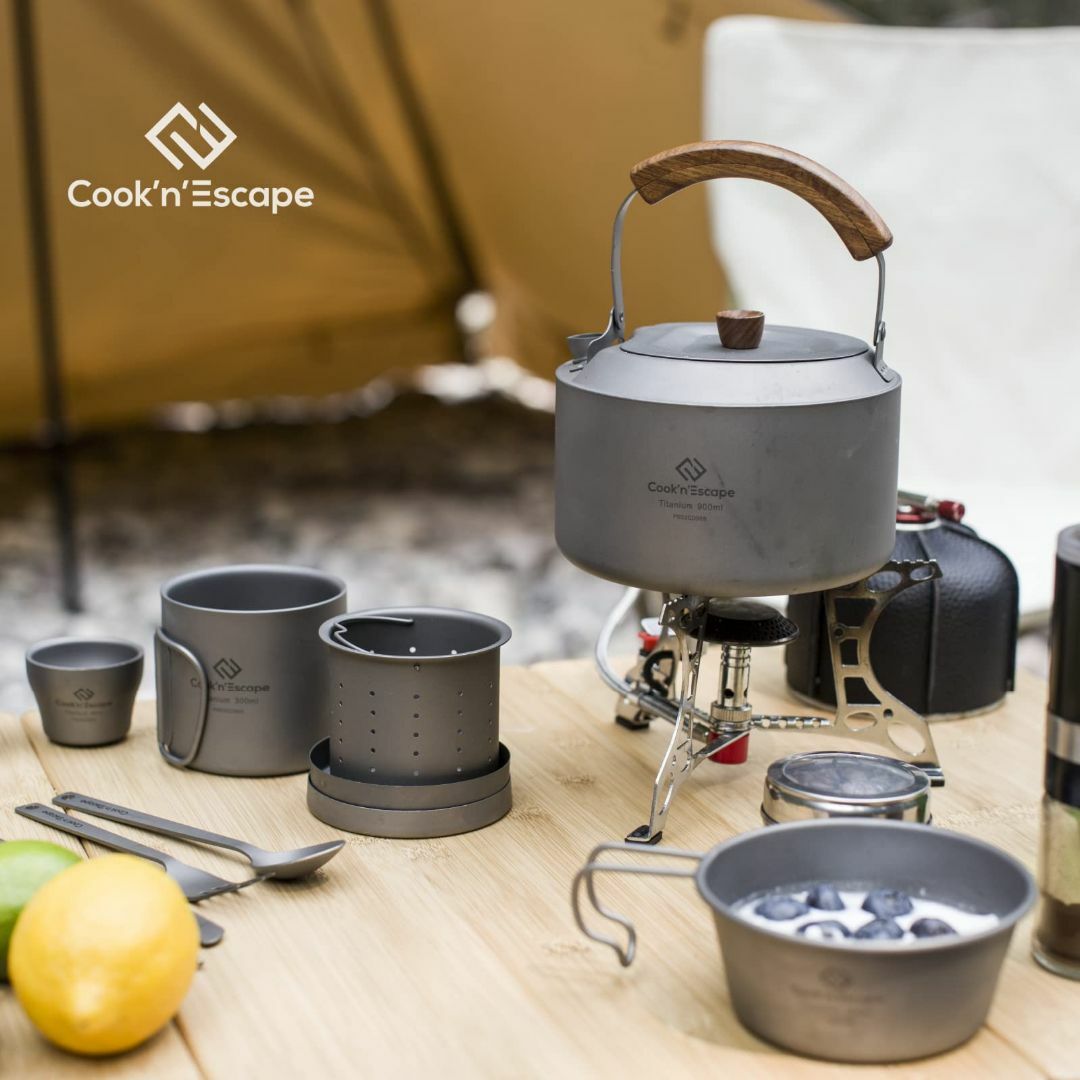 色:ケトル付き・8点セット】COOK'N'ESCAPE チタン ケトル ティー 色:ケトル付き・8点セット】COOK'N'ESCAPE チタン ケトル ティー