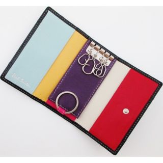 ポールスミス(Paul Smith)の☆贈り物に☆新品☆箱付 ポールスミス 内側6色カラー キーケース 黒☆(キーケース)