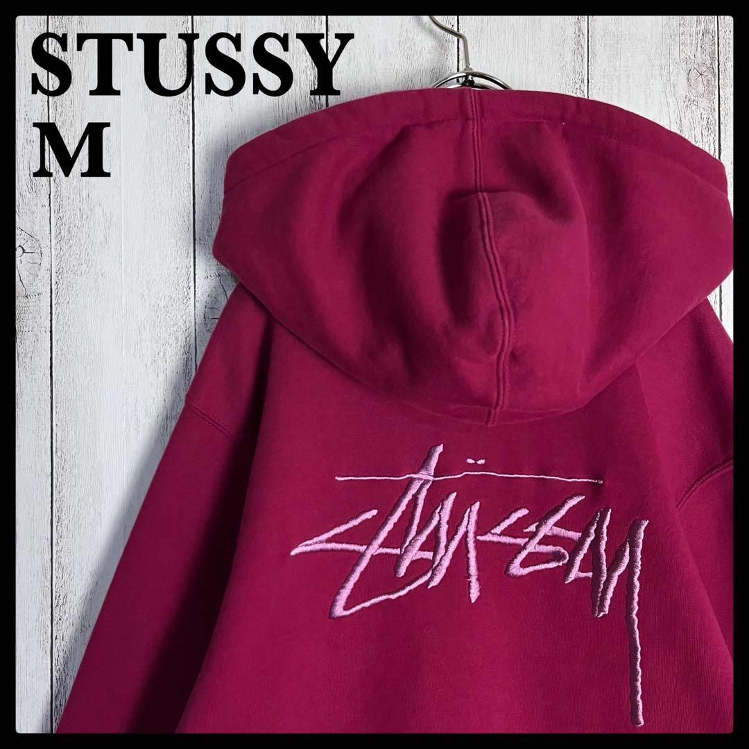 カラーブラックSTUSSY HOODIE 両面 刺繍ロゴ ステューシー パーカー 黒 XL