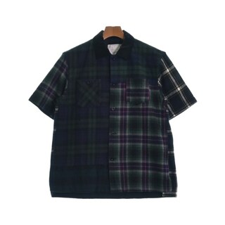 サカイ(sacai)のsacai サカイ カジュアルシャツ 1(S位) 緑x黒xピンク等(チェック) 【古着】【中古】(シャツ)