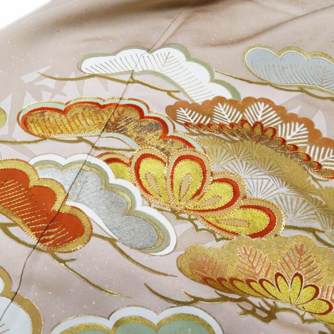 特選 色留袖 着物 中古 正絹 袷 フォーマル 紋付 五つ紋 千總 金駒刺繍