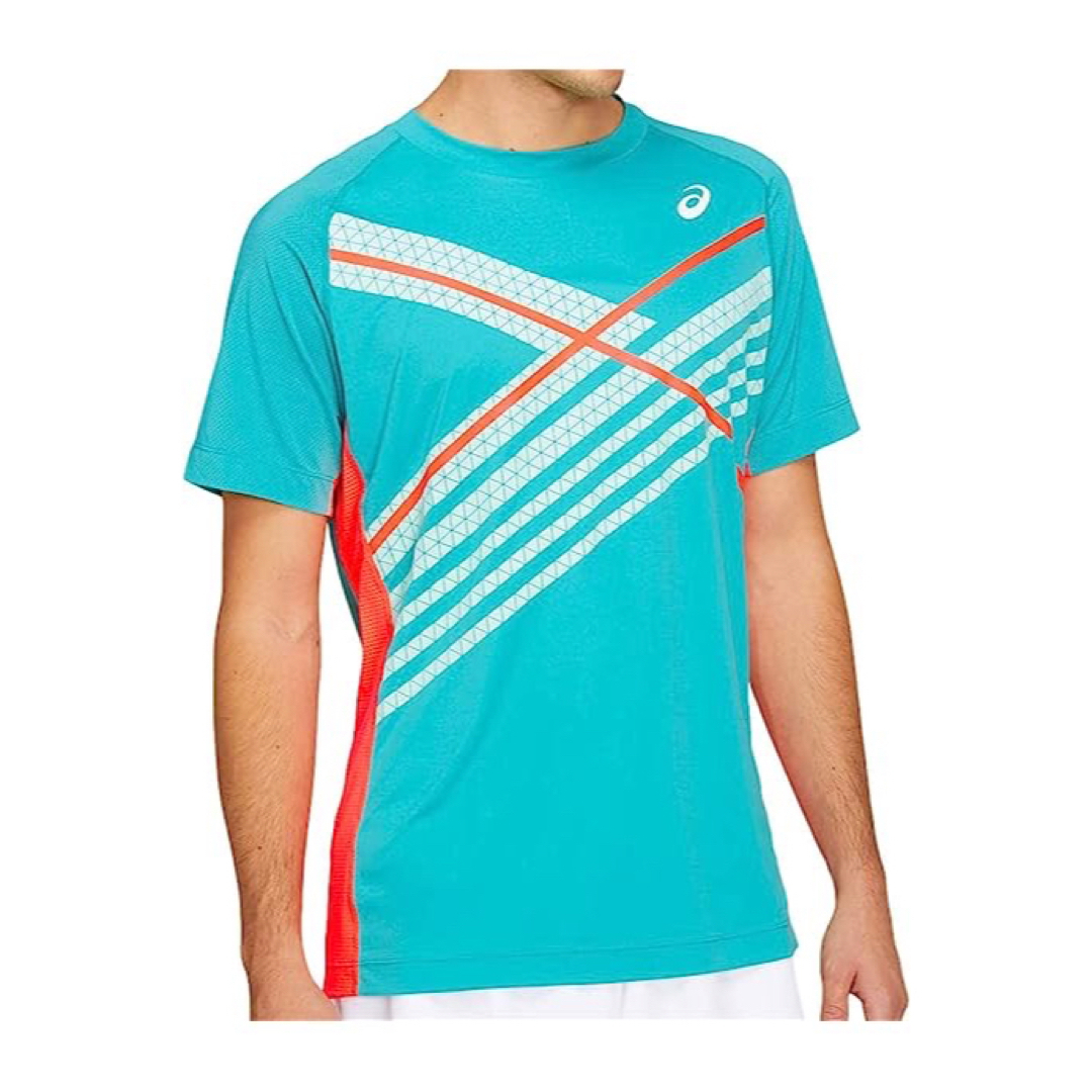 asics(アシックス)のasics アシックス テニスウェア半袖Tシャツ 2041A120青メンズM新品 スポーツ/アウトドアのテニス(ウェア)の商品写真