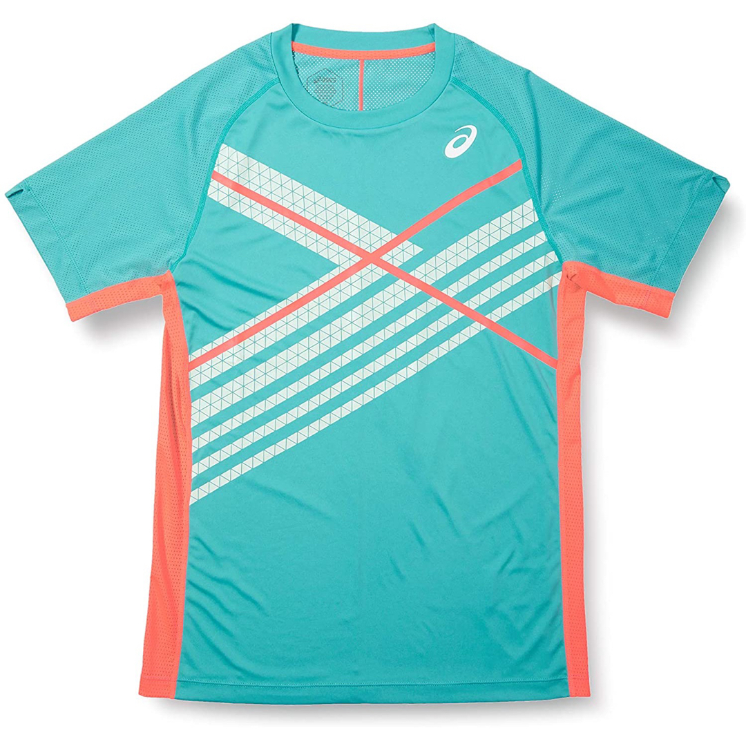 asics(アシックス)のasics アシックス テニスウェア半袖Tシャツ 2041A120青メンズM新品 スポーツ/アウトドアのテニス(ウェア)の商品写真