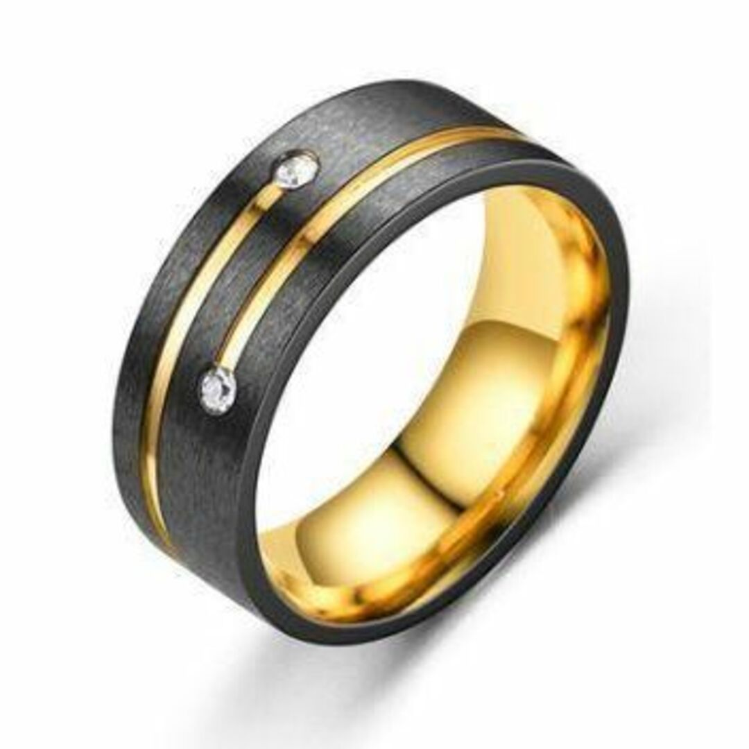 【SALE】リング メンズ ステンレス ブラック ゴールド 黒 指輪 20号 メンズのアクセサリー(リング(指輪))の商品写真
