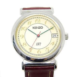 ケンゾー(KENZO)のケンゾー 腕時計 アナログ クォーツ 3針 カレンダー シルバー色 ベージュ(腕時計(アナログ))
