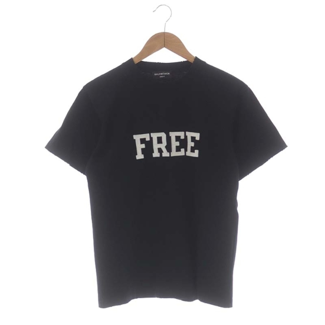 44cm身幅バレンシアガ UNIFIT FREE ダメージ加工 Tシャツ 半袖 S ブラック