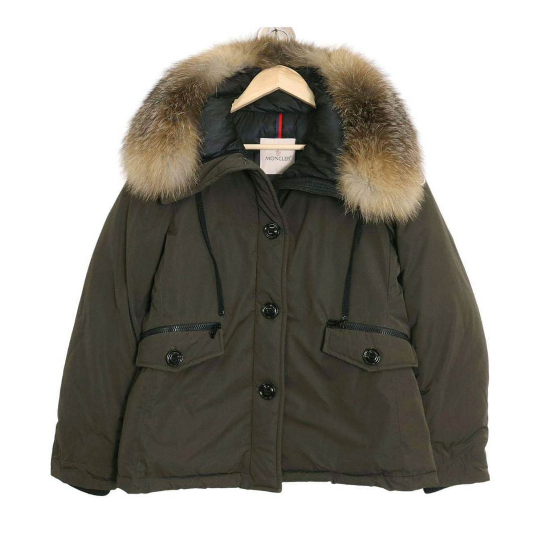 モンクレール MALUS フォックスファー ダウンジャケット 46979 25 57540 レディース グリーン系 MONCLER 【中古】  【アパレル・小物】 | フリマアプリ ラクマ