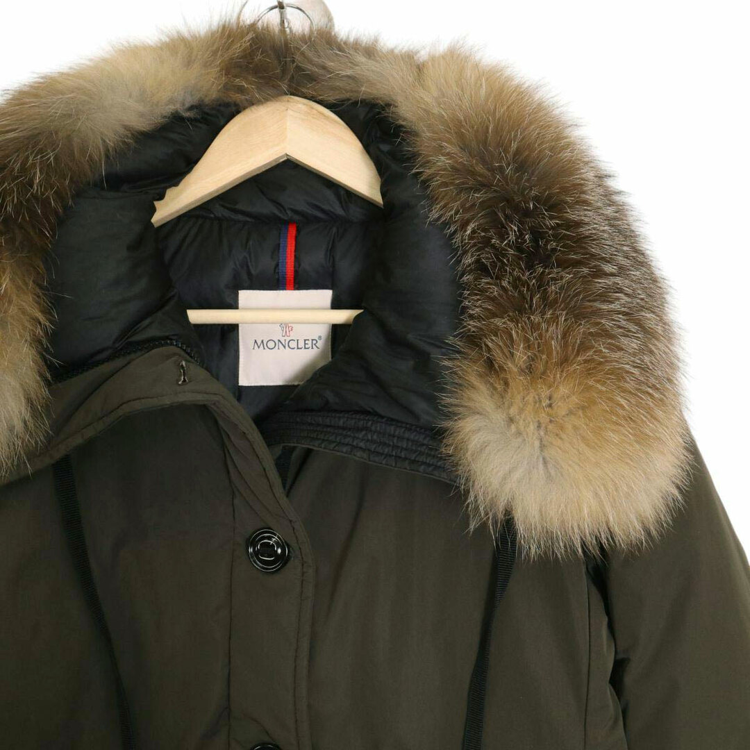 モンクレール MALUS フォックスファー ダウンジャケット 46979 25 57540 レディース グリーン系 MONCLER 【中古】  【アパレル・小物】