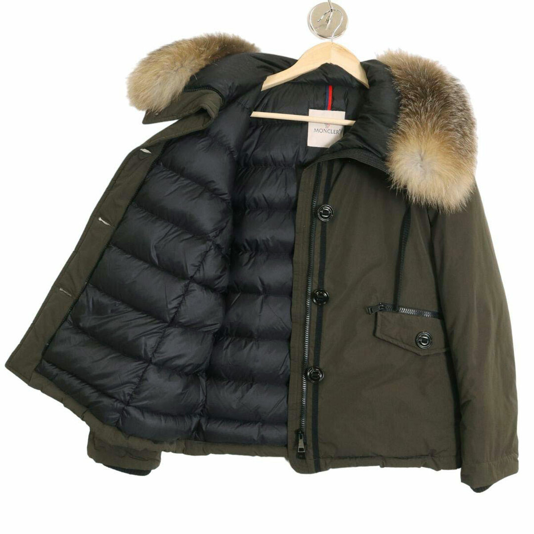 モンクレール MALUS フォックスファー ダウンジャケット 46979 25 57540 レディース グリーン系 MONCLER 【中古】  【アパレル・小物】