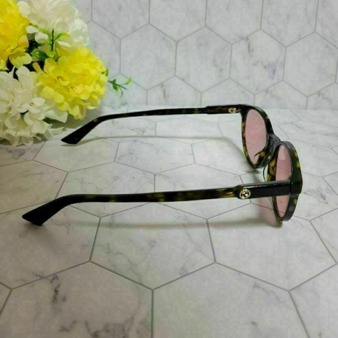 GUCCI ゴールド×ブラウン系 ロゴ入り お洒落 サングラス メガネ