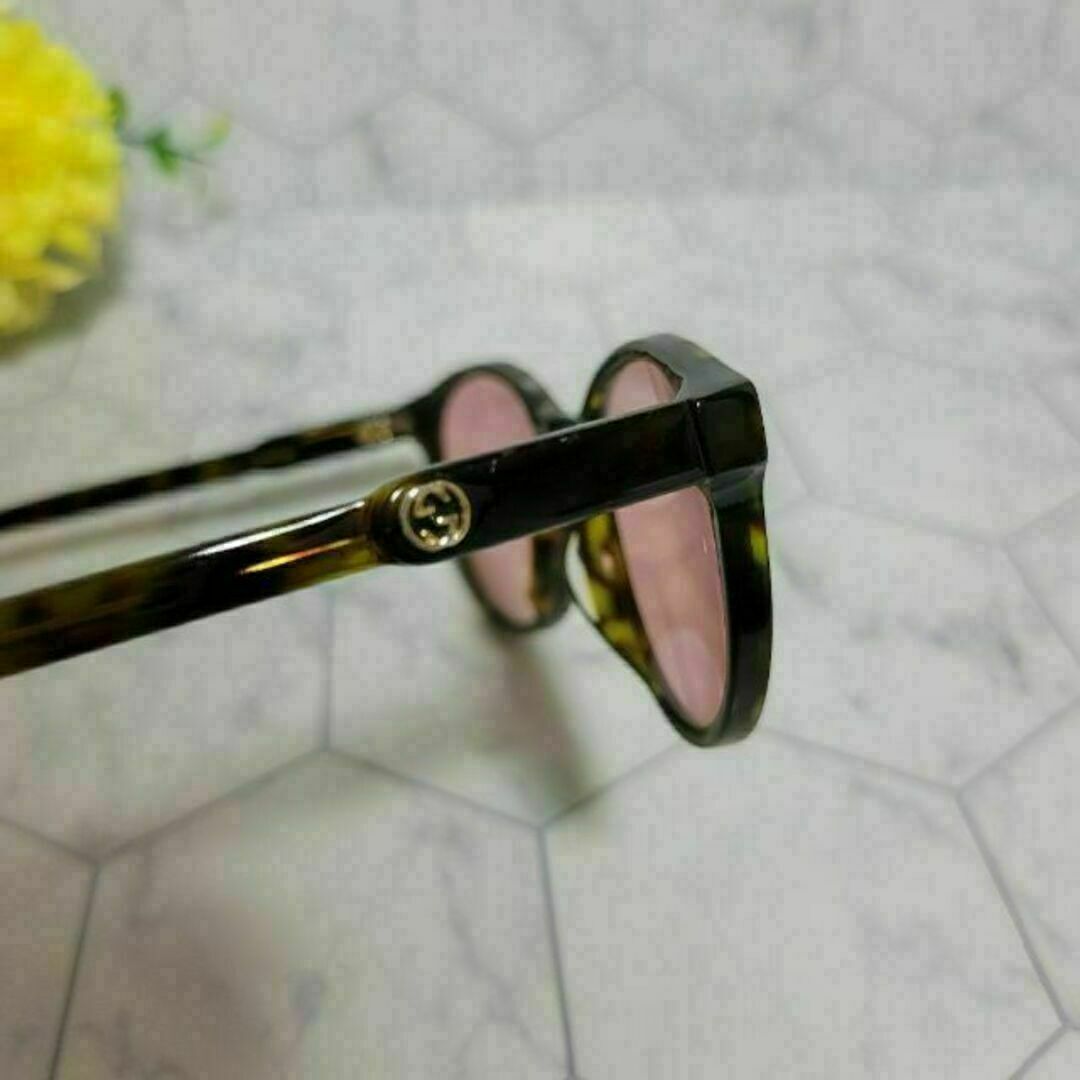 GUCCI ゴールド×ブラウン系 ロゴ入り お洒落 サングラス メガネ
