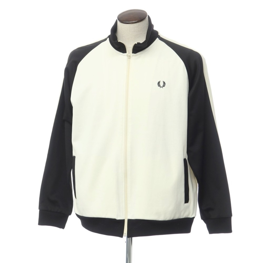 フレッドペリー FRED PERRY × BEAMS ポリエステルコットン ジップアップ ジャージ ホワイトxブラック【サイズXL】【メンズ】