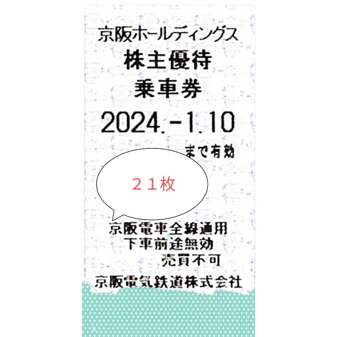 注文割引 21枚組☆京阪電車 株主優待乗車☆2024.-1.10まで -鉄道乗車券