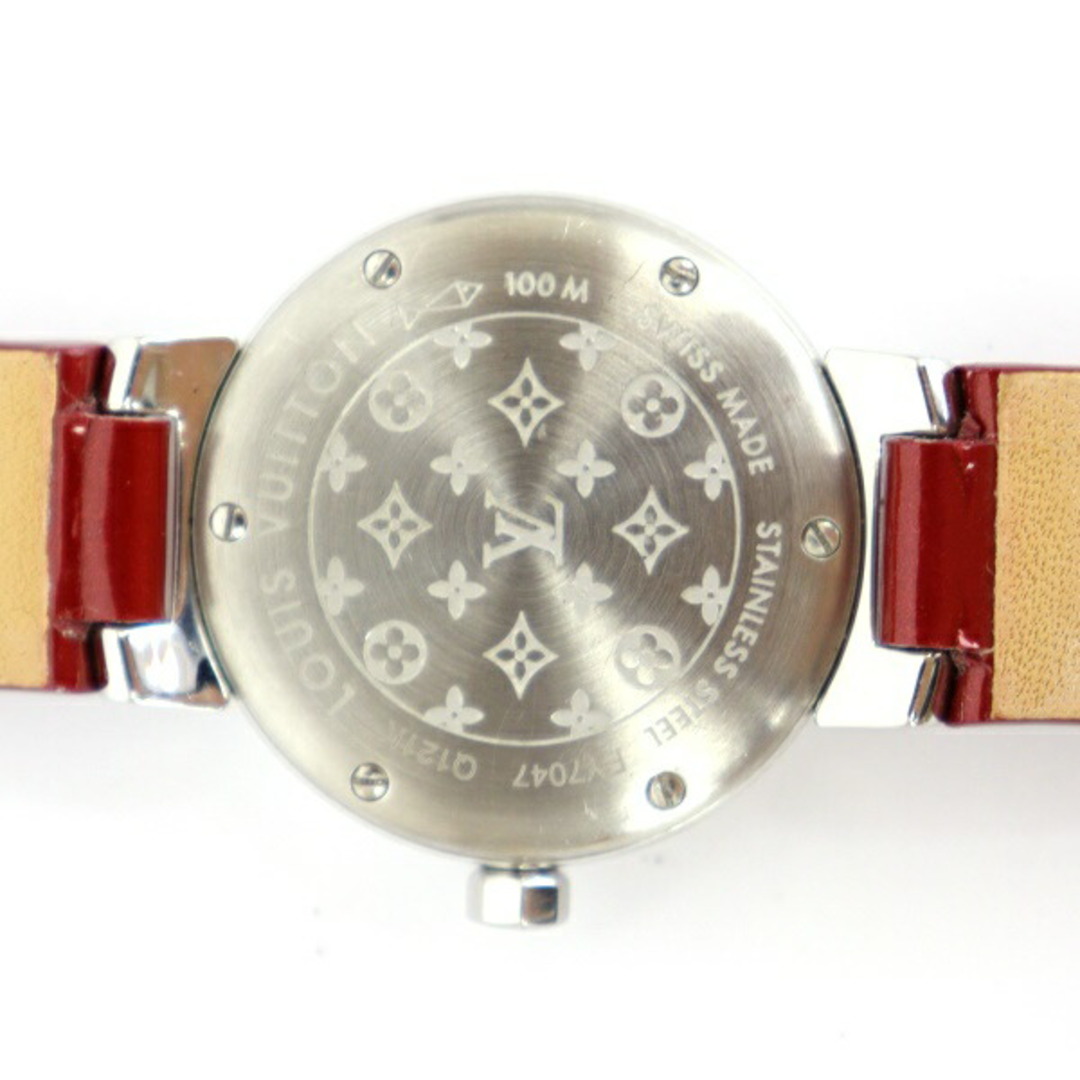Aランク ルイ・ヴィトン タンブール ホログラム Q121K ホワイト文字盤 ヴェルニ ポムダムール レディース 腕時計 アナログ LOUIS VUITTON