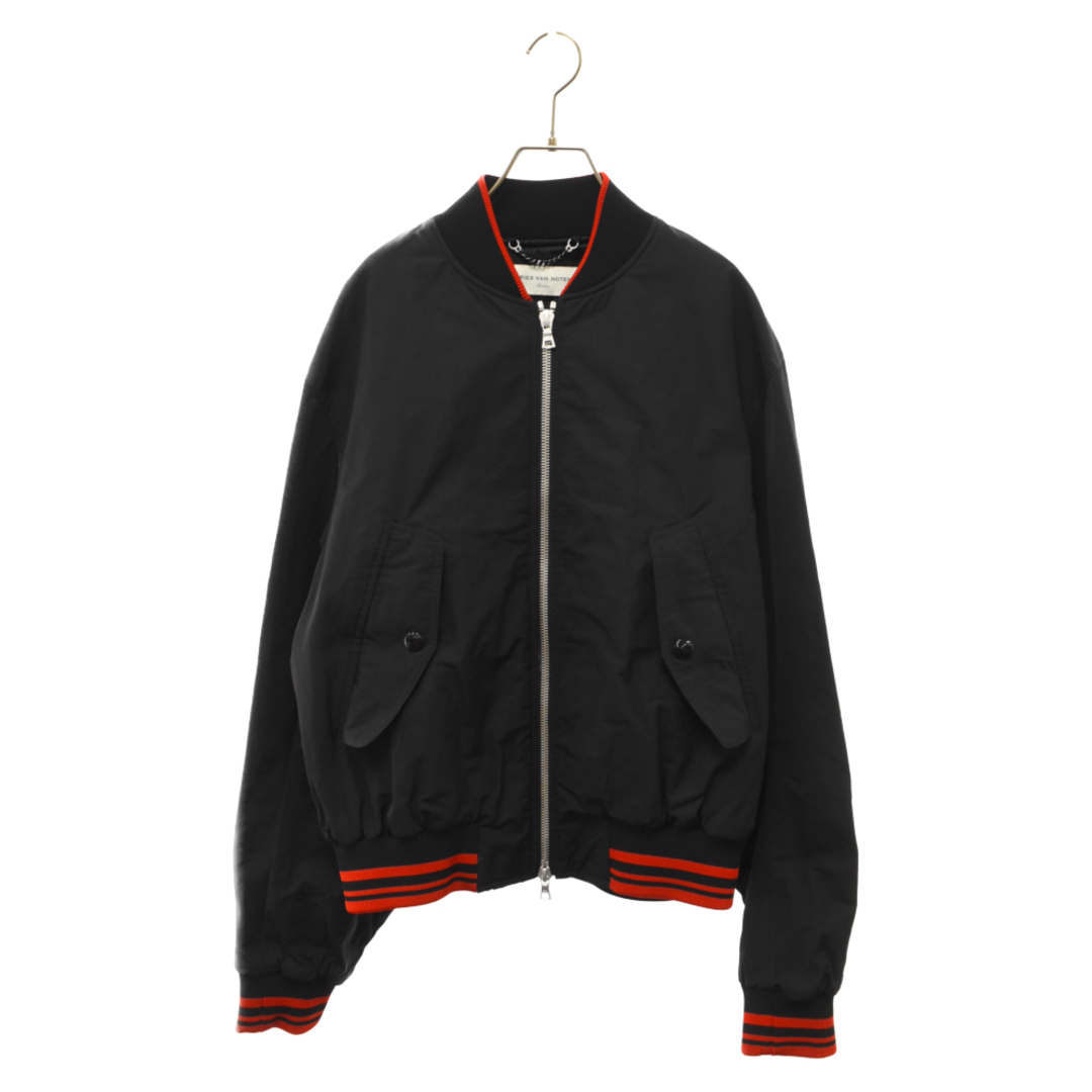 DRIES VAN NOTEN(ドリスヴァンノッテン)のDRIES VAN NOTEN ドリスヴァンノッテン VELLOW PATCH 6349 M.W.JACKET ジップデザイン ジップアップジャケット ブラック/レッド メンズのジャケット/アウター(フライトジャケット)の商品写真