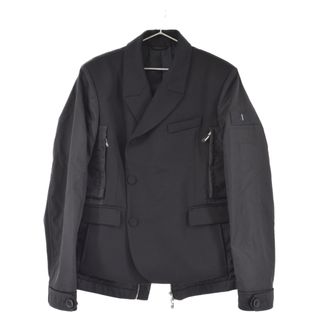 ディオール(Dior)のDIOR ディオール 21AW×sacai ドッキングダブルブレストジャケット ウールツイル Double Brest Jacket Wool Twill サカイ ブラック 213C430A5180(フライトジャケット)