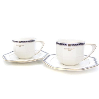 ジバンシィ(GIVENCHY)のジバンシィ 2客セット カップ＆ソーサー ティーカップ ロゴ ホワイト 白 食器(グラス/カップ)