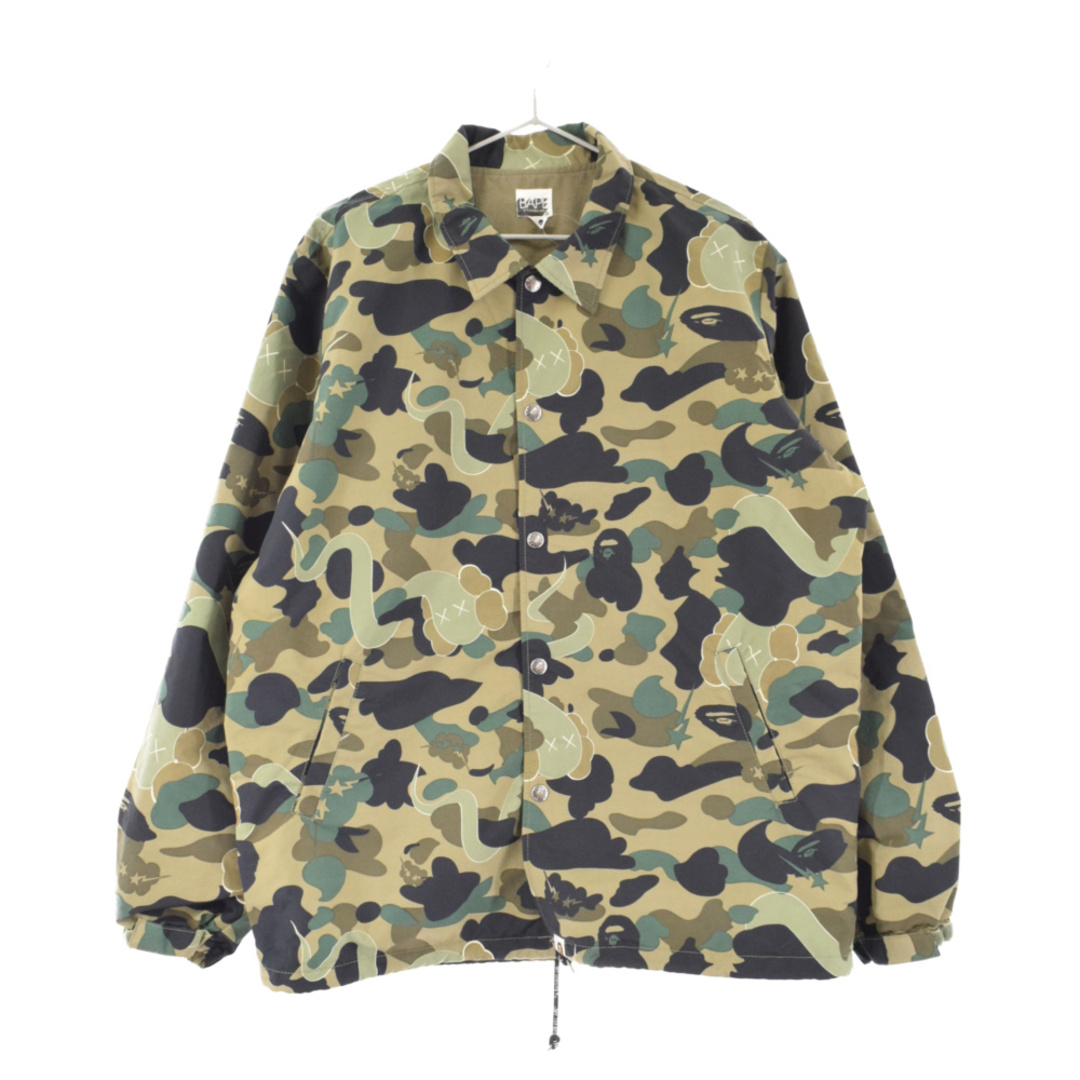 A BATHING APE アベイシングエイプ ×KAWS 1st camo カウズ グリーンカモ コーチジャケット72センチ身幅