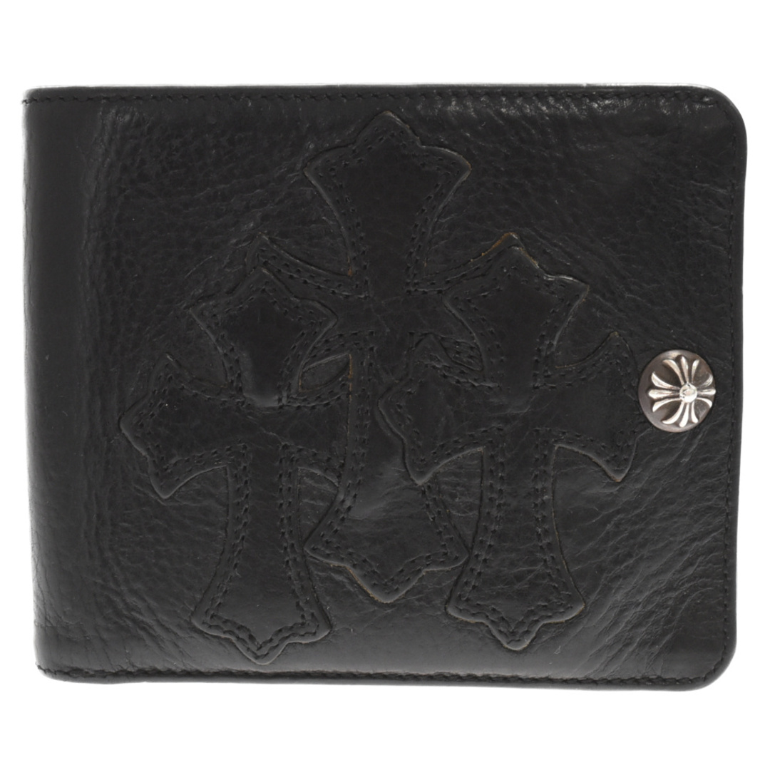 CHROME HEARTS クロムハーツ 1SNAP 3CEM CRS/1スナップクロスパッチ セメタリークロスパッチレザー財布 ブラック