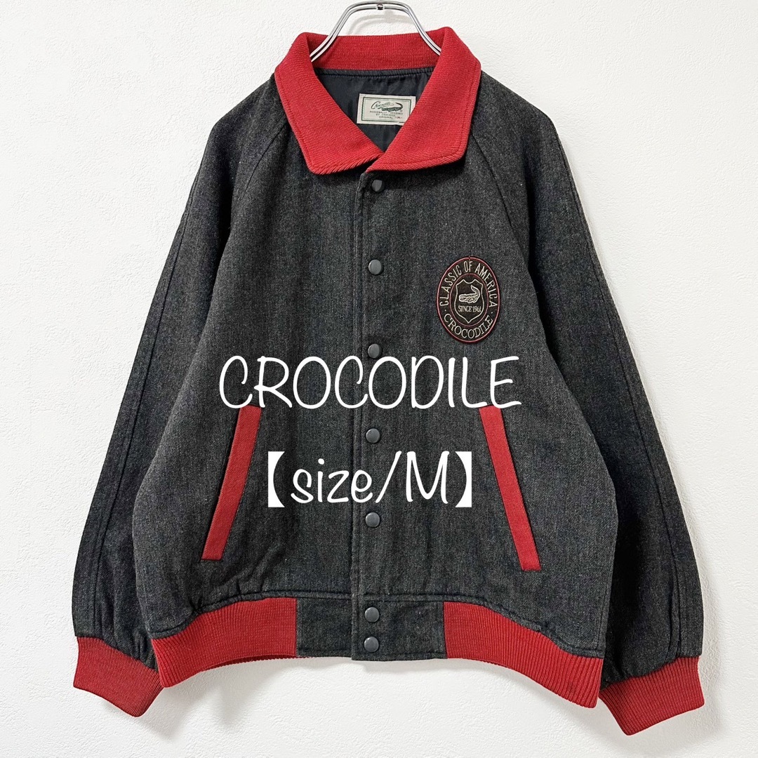 Crocodile(クロコダイル)のCROCODILE/クロコダイル★スタジャン★グレー×レッド/灰×赤★M メンズのジャケット/アウター(スタジャン)の商品写真