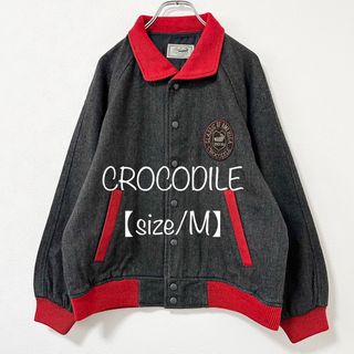 クロコダイル(Crocodile)のCROCODILE/クロコダイル★スタジャン★グレー×レッド/灰×赤★M(スタジャン)