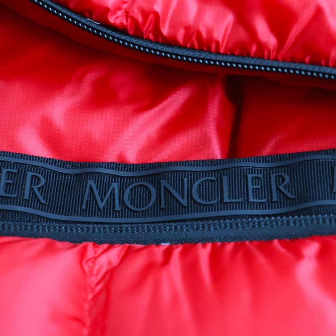 未使用品●22-23AW MONCLER モンクレール OPHRYS バイカラー ロゴワッペン付き フード入り ダウンベスト レッド×ブラック 5 正規品 メンズ