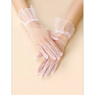ブライダルグローブ  メッシュ ネット 透明 ショート オペラ パーティー 手袋(手袋)