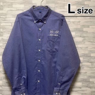 シャツ(shirts)のシャツ　長袖　ブルー　青　Intel　DELL　企業ロゴ　ワーク　USA古着(シャツ)