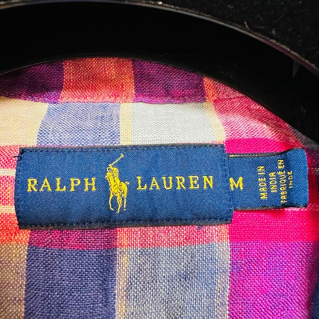 Ralph Lauren - RALPH LAUREN マドラスチェック リネンシャツ ポニー ...