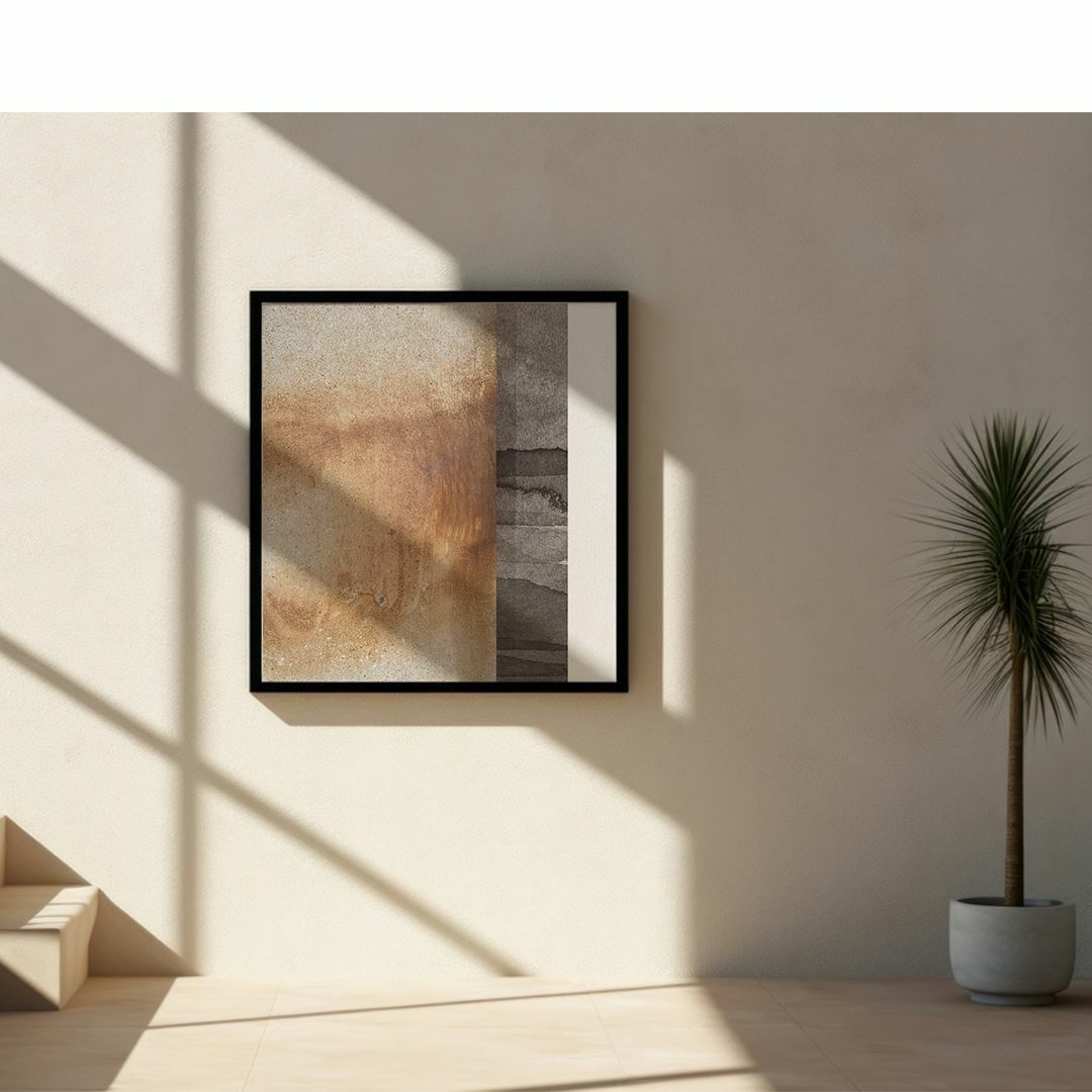 ポスター　インテリア　北欧 グレー　ベージュ　アートポスター　抽象画　アート　 ハンドメイドのインテリア/家具(アート/写真)の商品写真