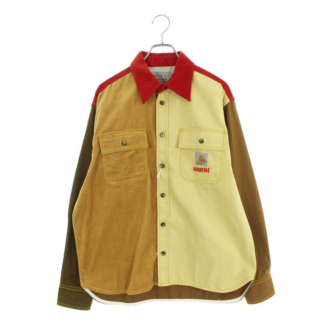 マルニ ×ユーケーカーハート UKCARHARTT  23SS  Bio Cotton Color Block Over Shirt 80431.22PO01567 ワークインプログレス カラーブロックオーバー長袖シャツ メンズ S