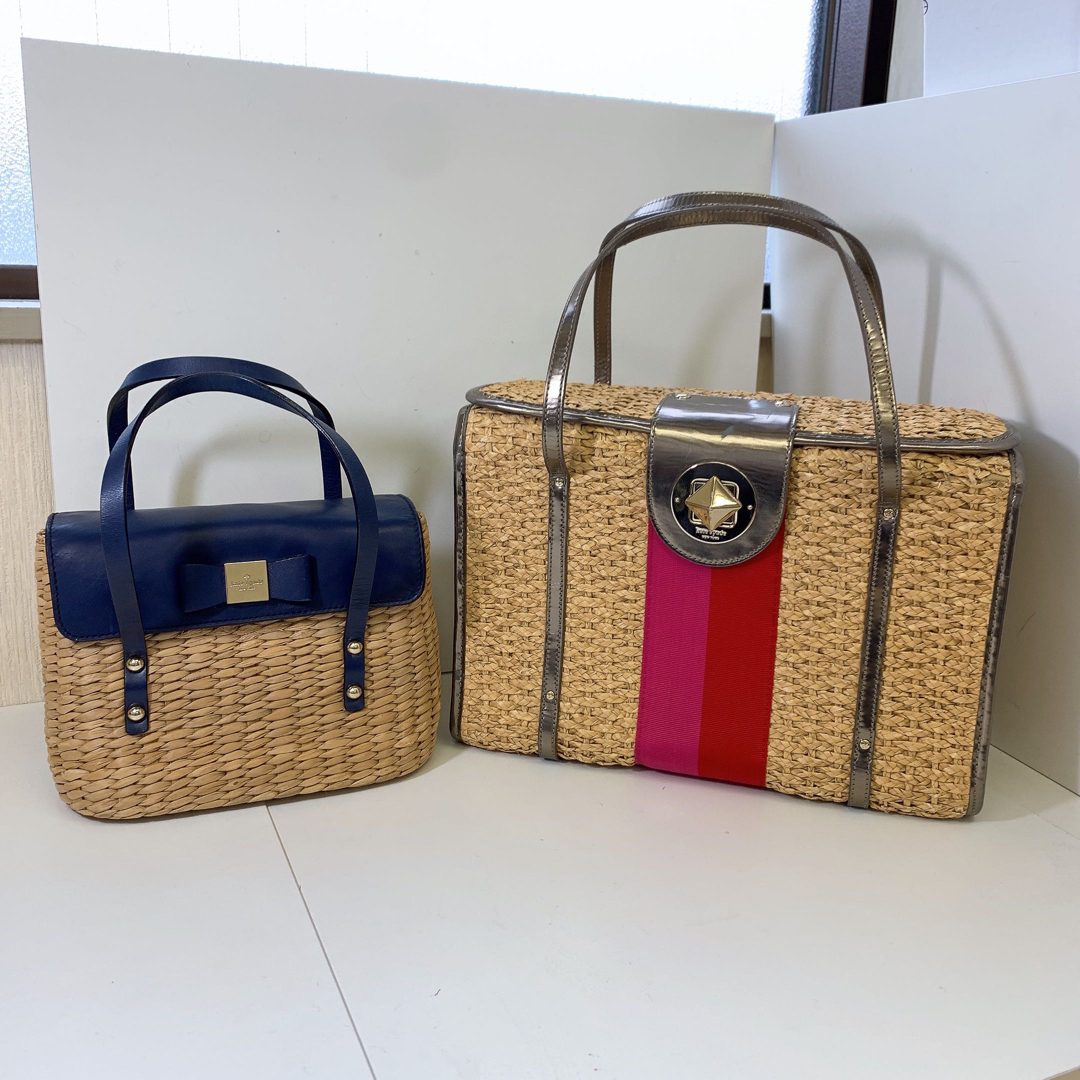 kate spade new york(ケイトスペードニューヨーク)のＨ　kate spade new york カゴバッグ2点セット 美品 レディースのバッグ(かごバッグ/ストローバッグ)の商品写真