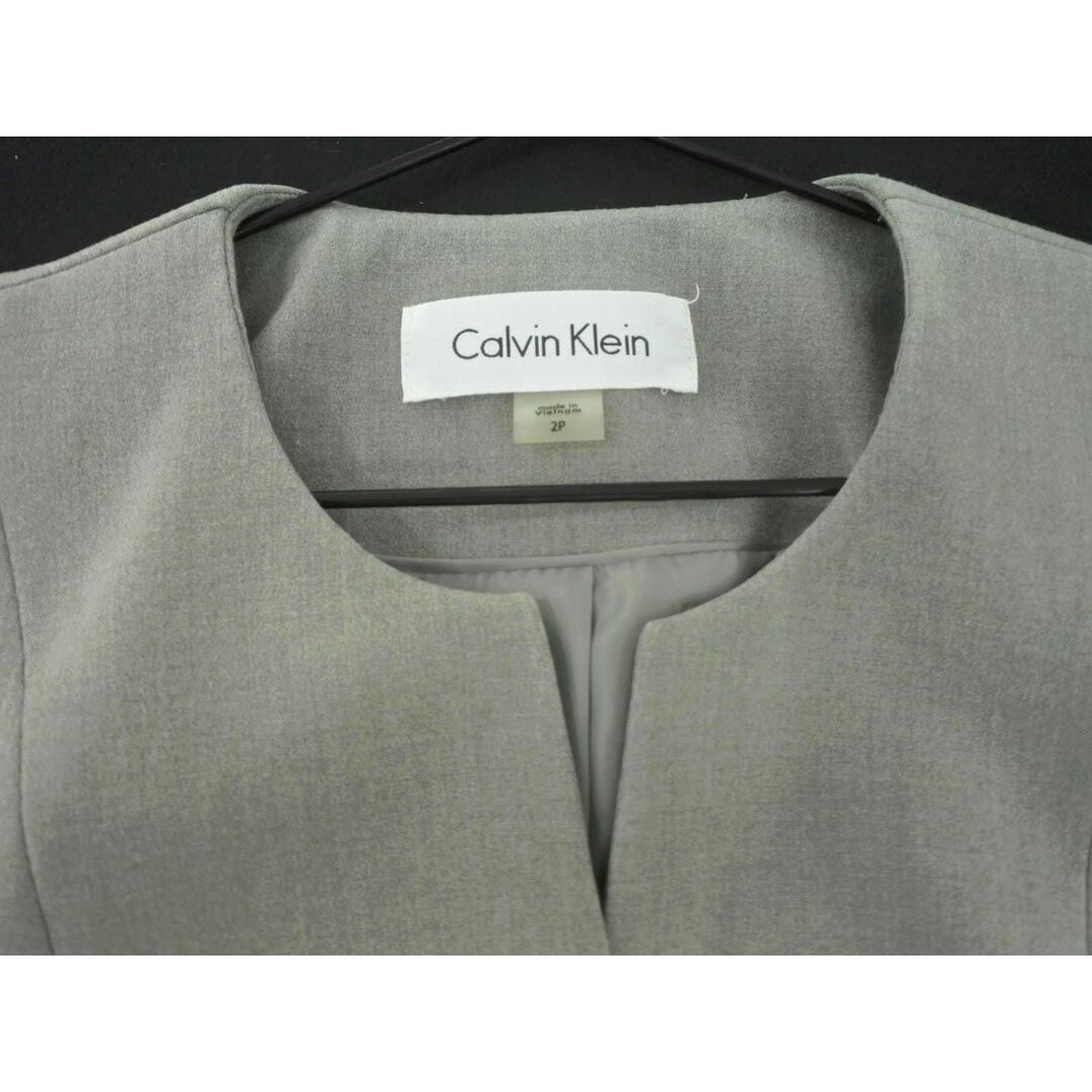 Calvin Klein(カルバンクライン)のCalvin Klein カルバンクライン ノーカラー ジャケット size2P/グレー ■■ レディース レディースのジャケット/アウター(ノーカラージャケット)の商品写真