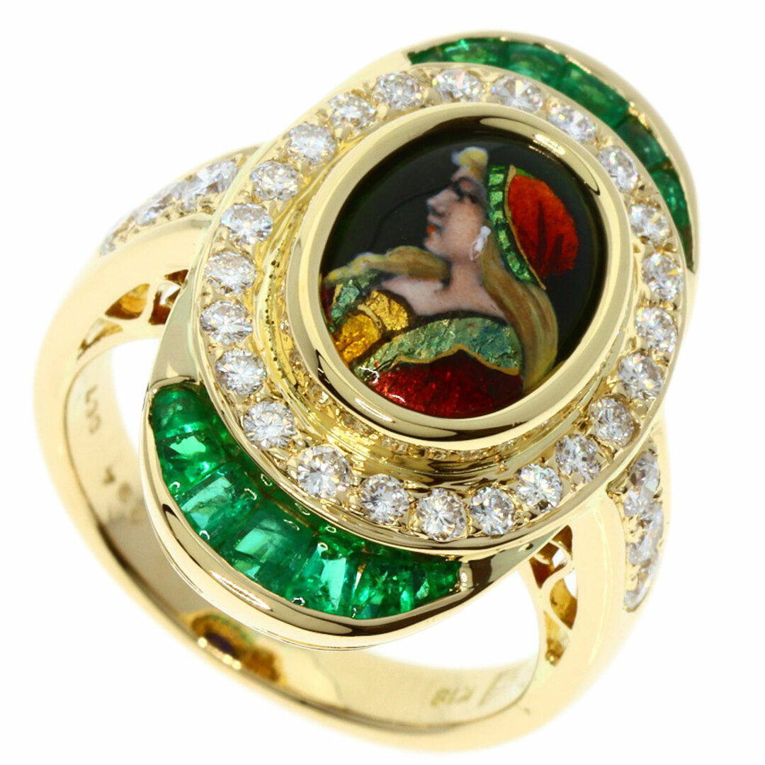 MITSUO KAJI エマーユ エメラルド ダイヤモンド リング・指輪 K18YG レディース レディースのアクセサリー(リング(指輪))の商品写真