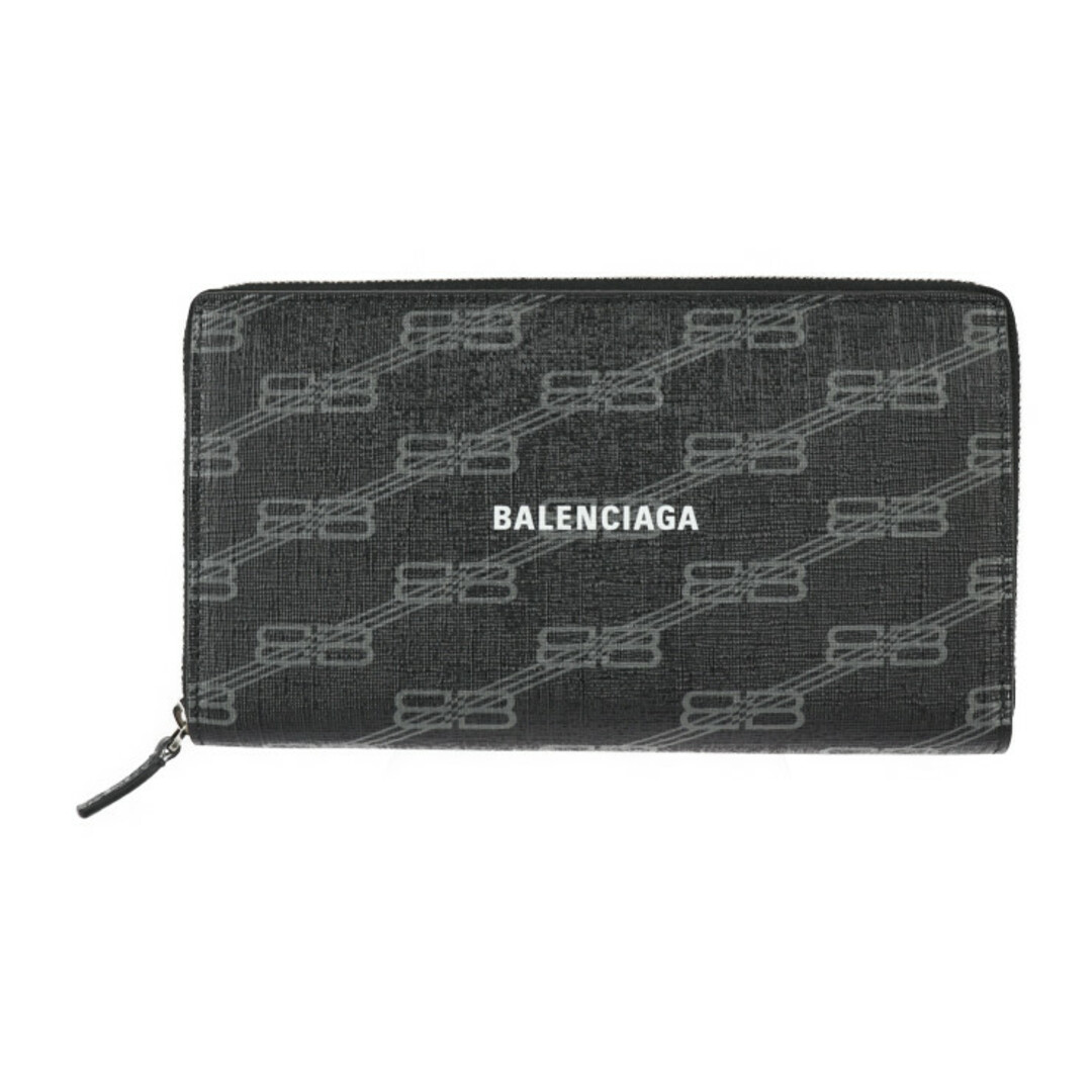 【未使用級】BALENCIAGA BBモノグラム ラウンドファスナー 長財布 黒