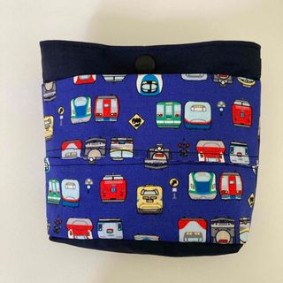 移動ポケット　電車×ブルー　ハンドメイド(外出用品)