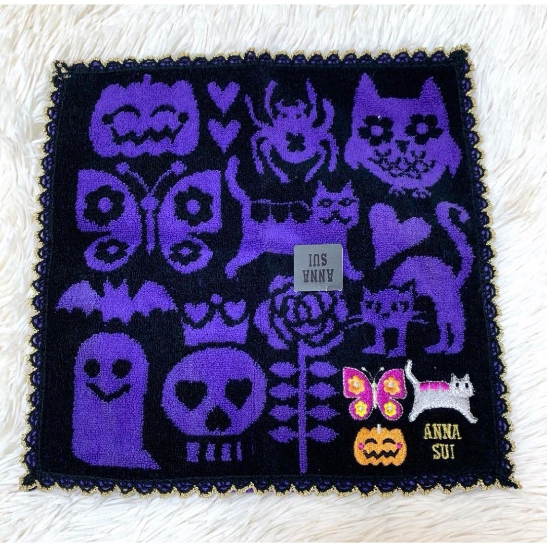 ANNA SUI(アナスイ)の【新品未使用】ANNA SUI タオルハンカチ ハロウィン 猫 バタフライ レディースのファッション小物(ハンカチ)の商品写真