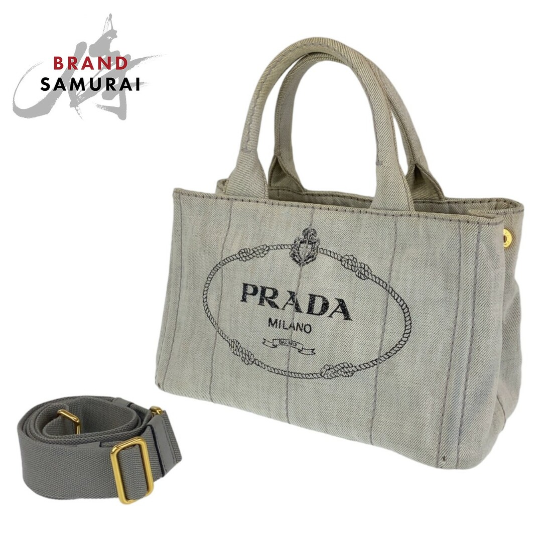 PRADA - PRADA プラダ カナパ グレー 灰色 ゴールド金具 キャンバス