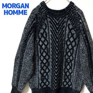 MORGAN HOMME ニットセーター M 3D ブラック レディース 古着 