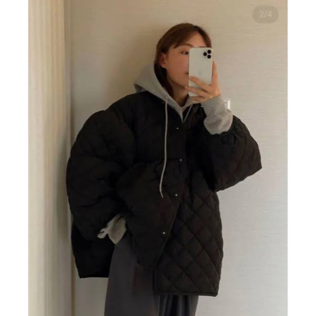 mamu キルティングバルーンコート　ブラック レディースのジャケット/アウター(その他)の商品写真
