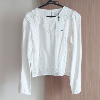 ZARA - 新品　160 ZARA　白　シャツ　コットン　ブラウス　綿100%　長袖