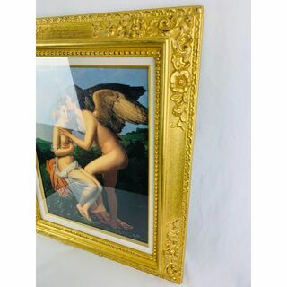 ルーブル美術館　プシュケとアモル　絵画　複製画　アンティーク額縁　油彩