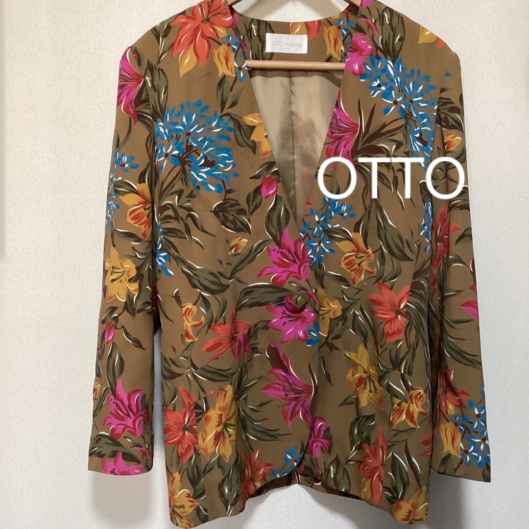 レトロ　日本製　OTTO  薄手　花柄ジャケット　7 レディースのジャケット/アウター(ノーカラージャケット)の商品写真