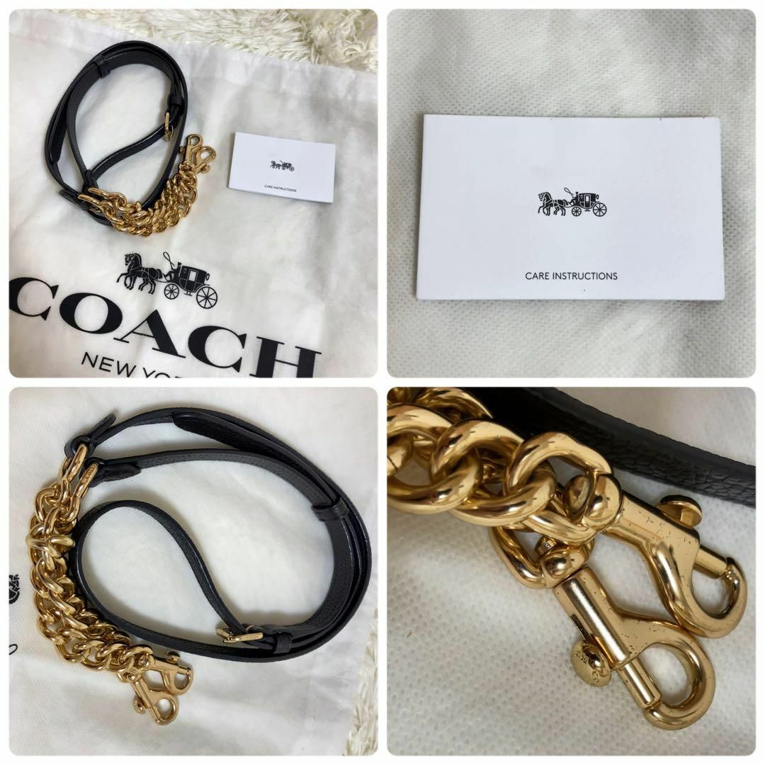 COACH(コーチ)の極美品 コーチ ショルダーバッグ 2way レザー ブラック ロゴ ゴールド金具 レディースのバッグ(ショルダーバッグ)の商品写真