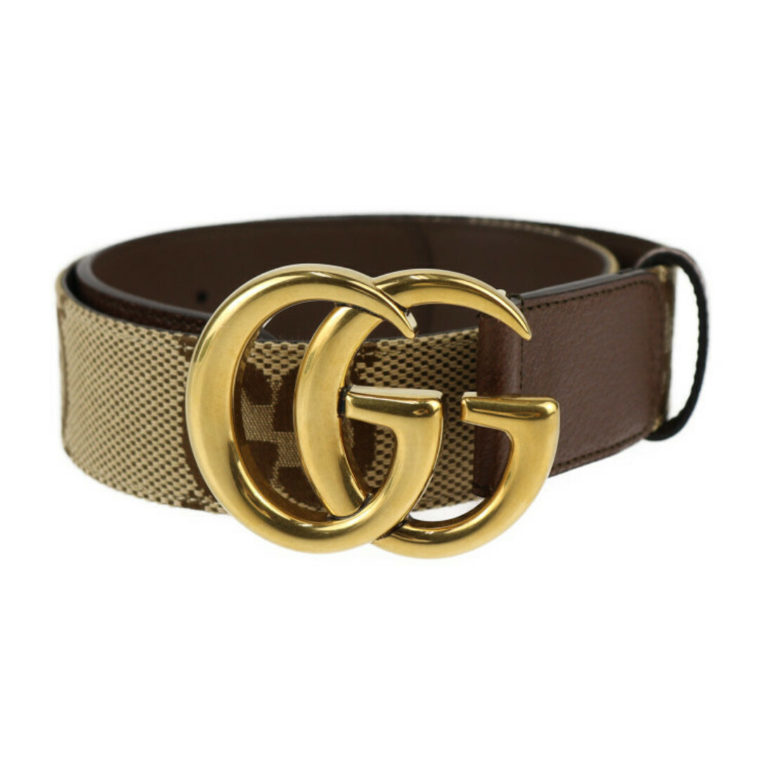 Gucci(グッチ)のGUCCI グッチ ジャンボGG  ベルト 400593 キャンバス レザー  ベージュ ブラウン ゴールド金具 ダブルG バックル ワイドベルト 75・30【本物保証】 レディースのファッション小物(ベルト)の商品写真