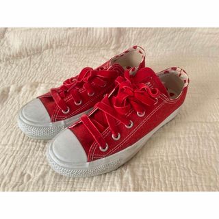 コンバース(CONVERSE)のconverseコンバースローカットスニーカー厚底赤ハート22センチ(スニーカー)