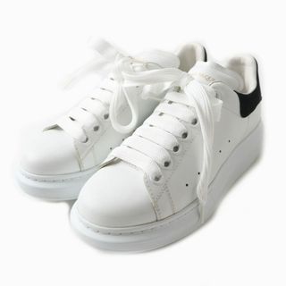 アレキサンダーマックイーン(Alexander McQueen)の極美品★アレキサンダーマックイーン OVERSIZED 553770 レザー スニーカー/シューズ ホワイト×ブラック 36 1/2 伊製 箱・袋・リボン付(スニーカー)