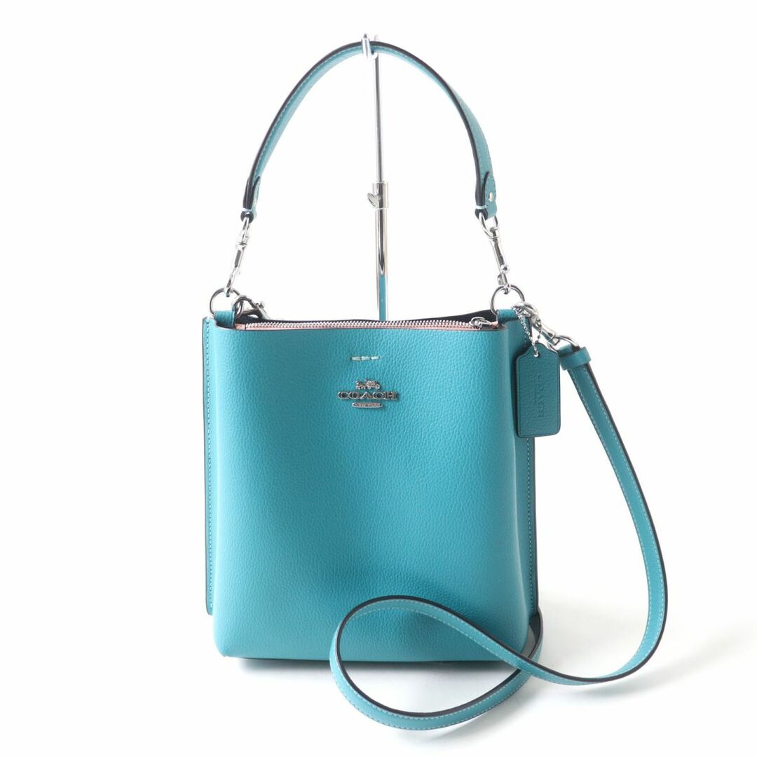 極美品★COACH コーチ CA177 モリ― バケットバッグ 22 2way レザー ショルダーバッグ/ハンドバッグ レディース ターコイズブルー 保管袋付